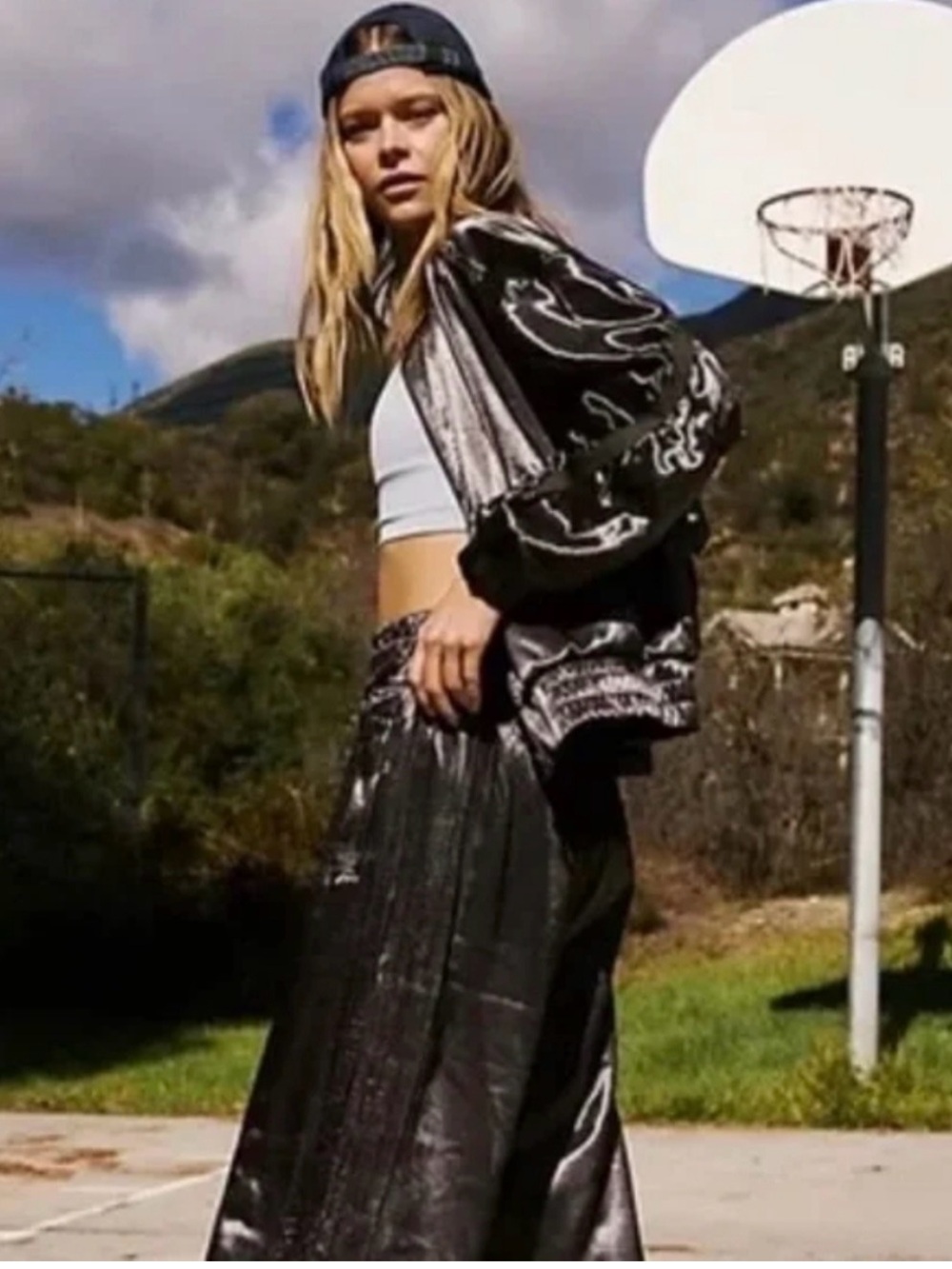 FP Movement by Free People shiny silky wide leg pants